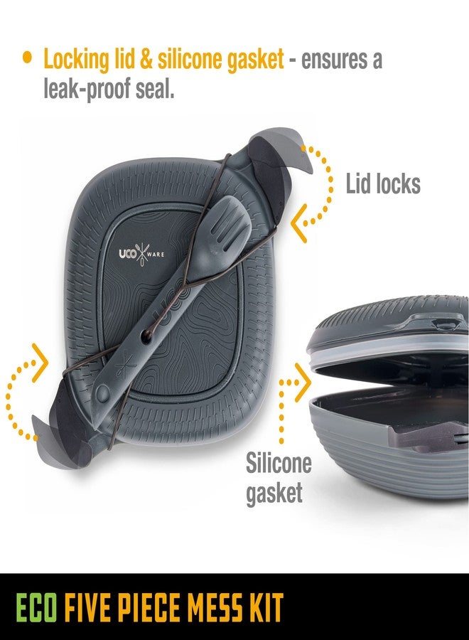 UCO Recycled ECO 5-Piece Camping and Outdoor Mess Kit with Bowl, Plate, Switch Spork Utensil Set - Image 4